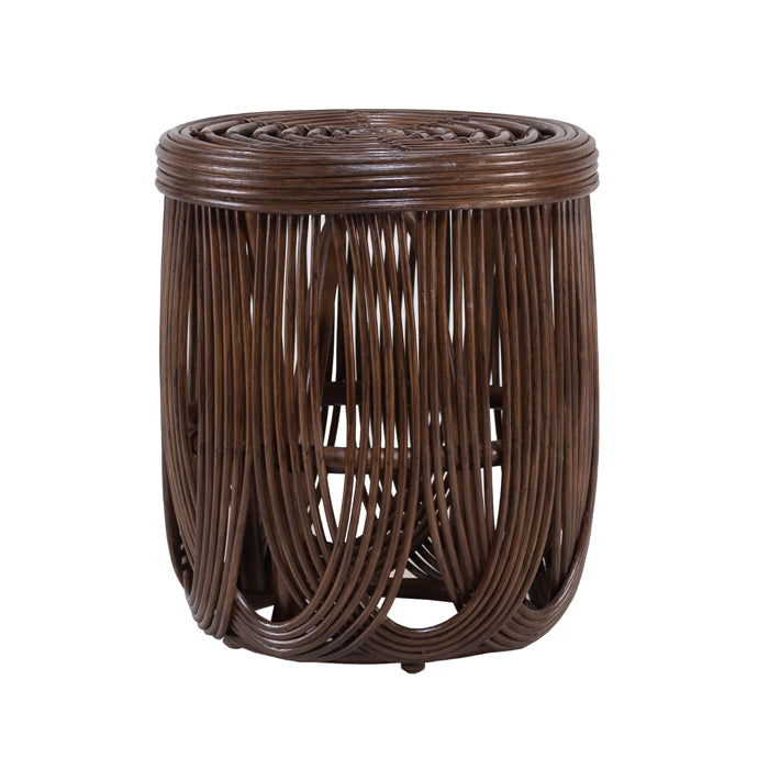 Rattan Brown Drum Table – Nutmeg Home