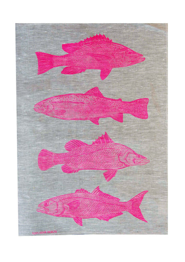 Aquadoor linen tea towel | 'Fish' Highlighter Pink – Nutmeg Home